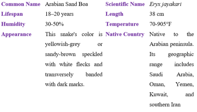 arabian sand boa table