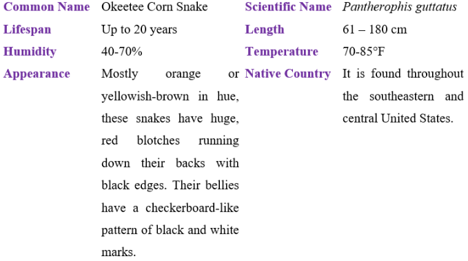 okeetee corn snake table
