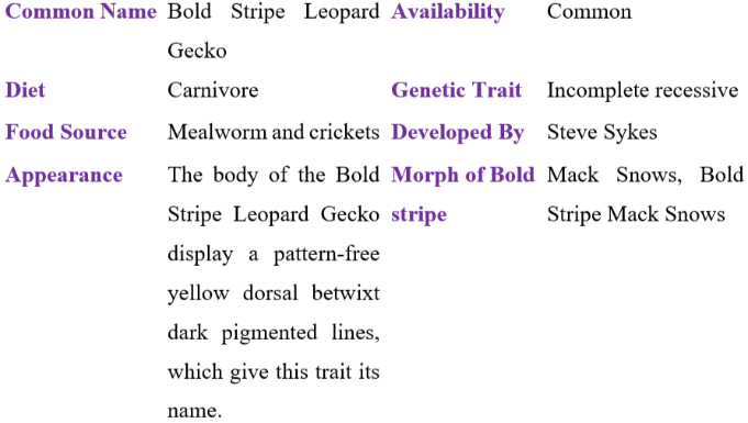 bold stripe leopard gecko table