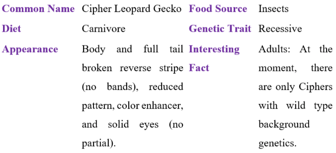 cipher leopard gecko table