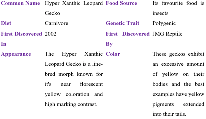 hyper xanthic leopard gecko table