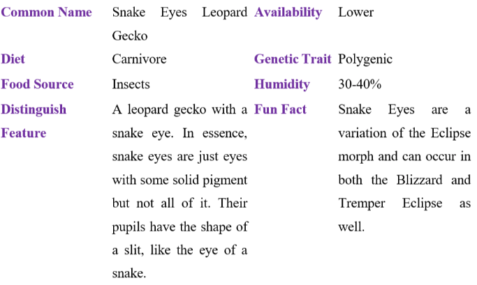 snake eyes leopard gecko table
