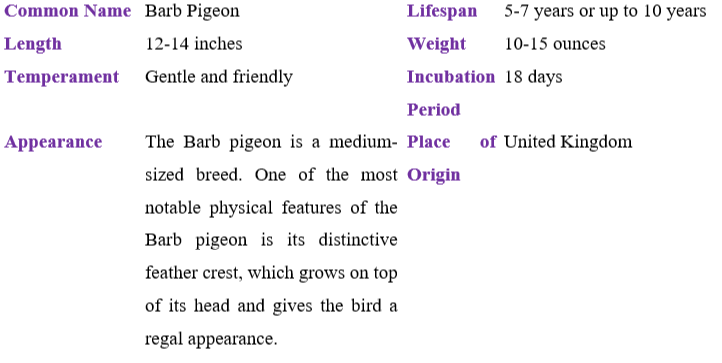 barb-pigeon table